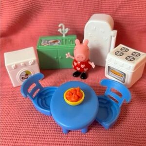 Peppa Pig Home Furniture Kitchen SINK STOVE REFRIGERATOR TABLE Chairs Washer lot